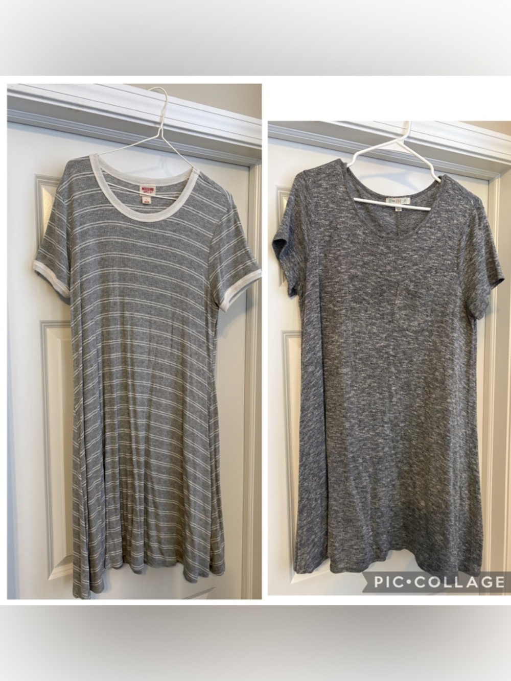 BUNDLE (2) Short sleeve Tshirt Mini Dresses Grey Women’s Large Causal Spring